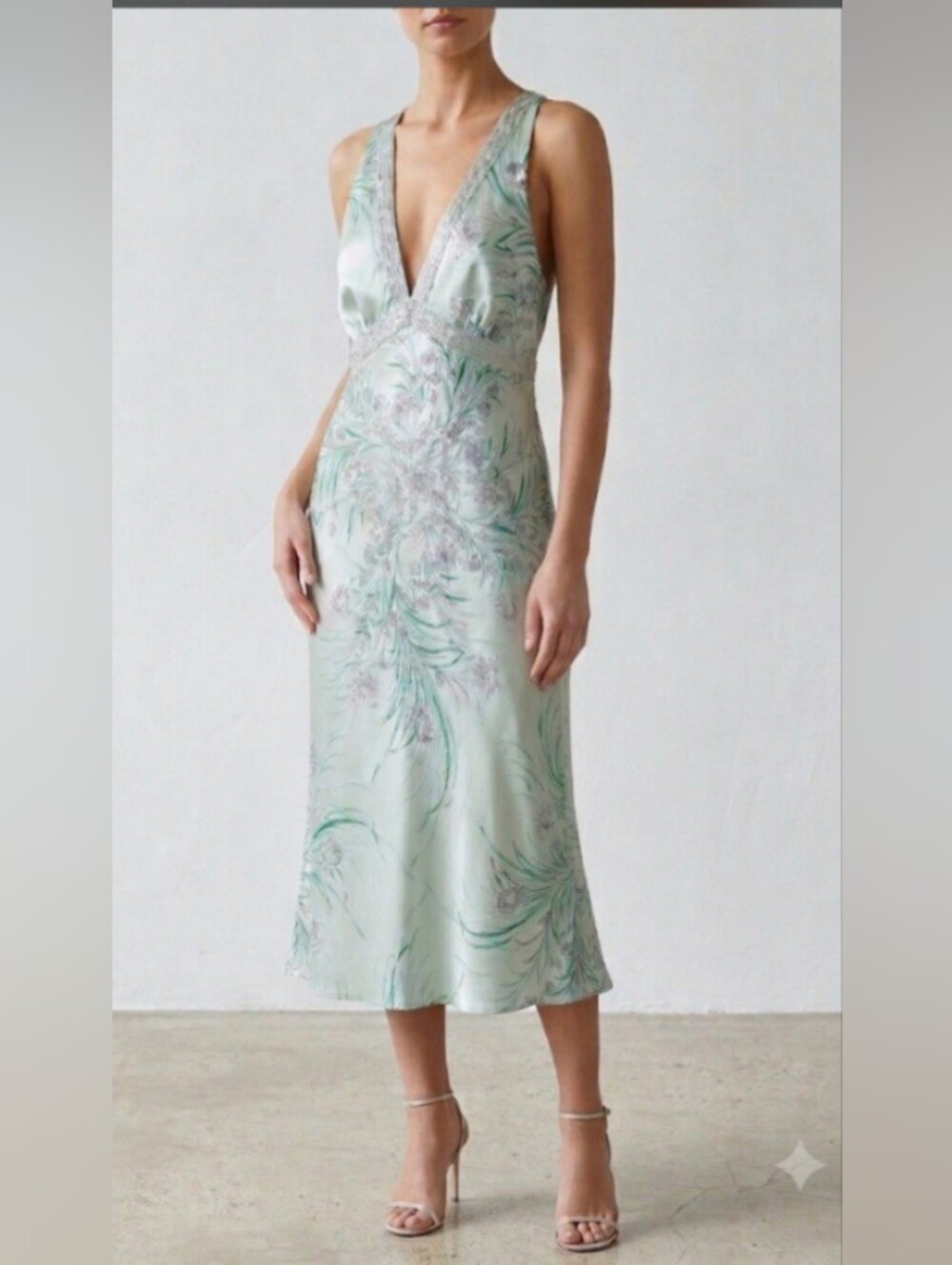 Vintage Oscar de la Renta Floral Satin Maxi Slip Dress- Size XL